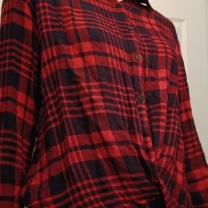 Red and Black Plaid Button-Up Flannel